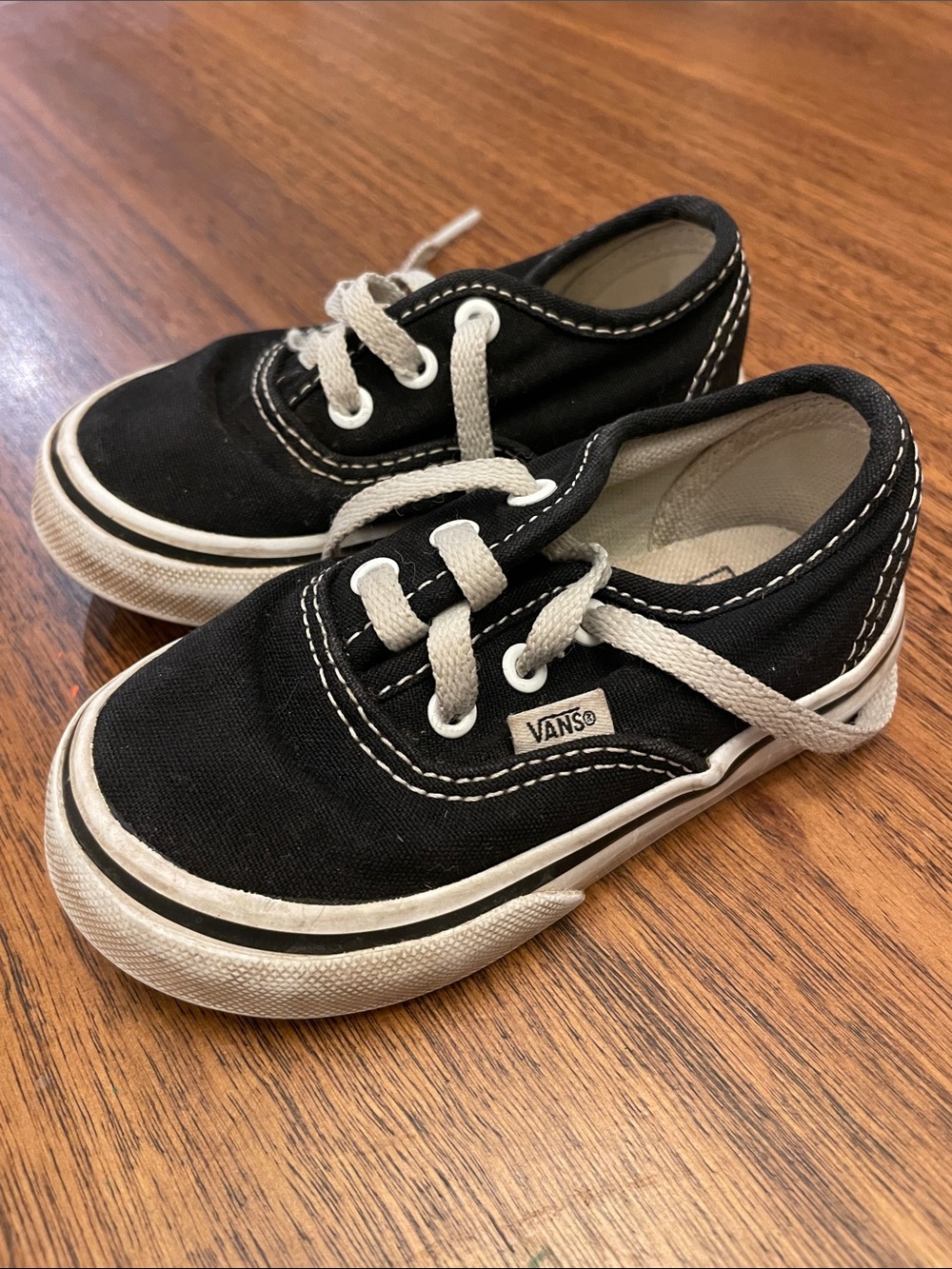 Vans Kids Black Canvas Low-Top Sneakers with White Accents